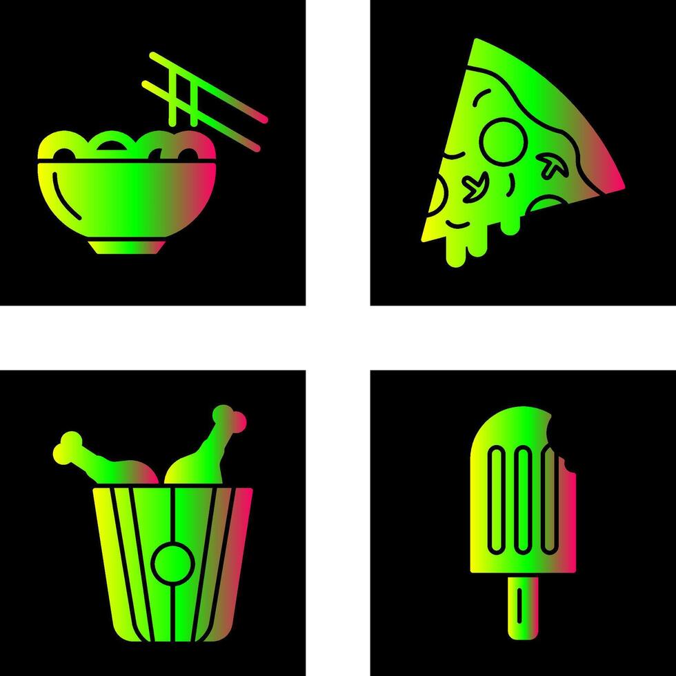 Chinese food and Pizza Icon vector