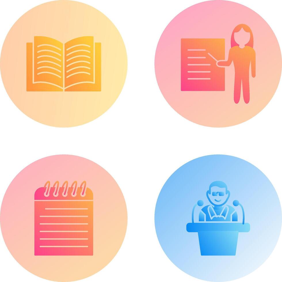 Textbook and Female Presenter Icon vector