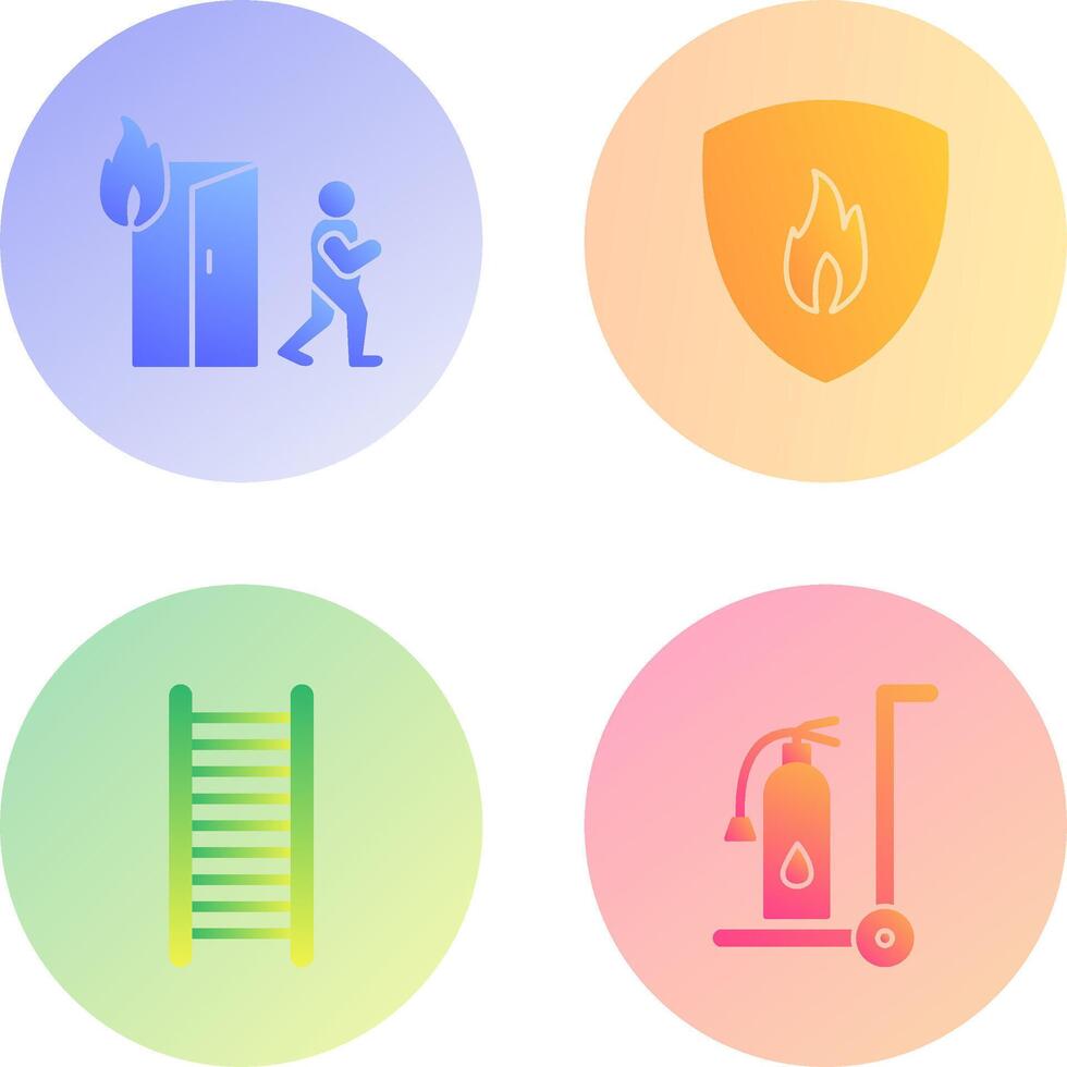 running from fire and fire shield Icon vector