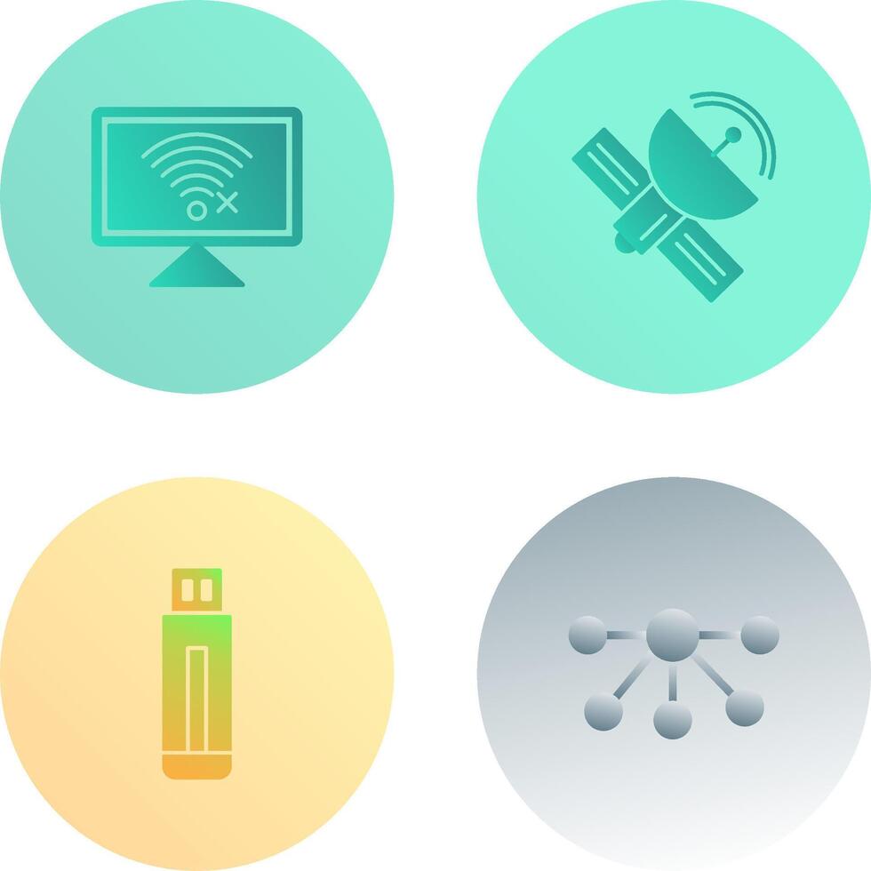 Disconnected Network and Satellite Icon vector