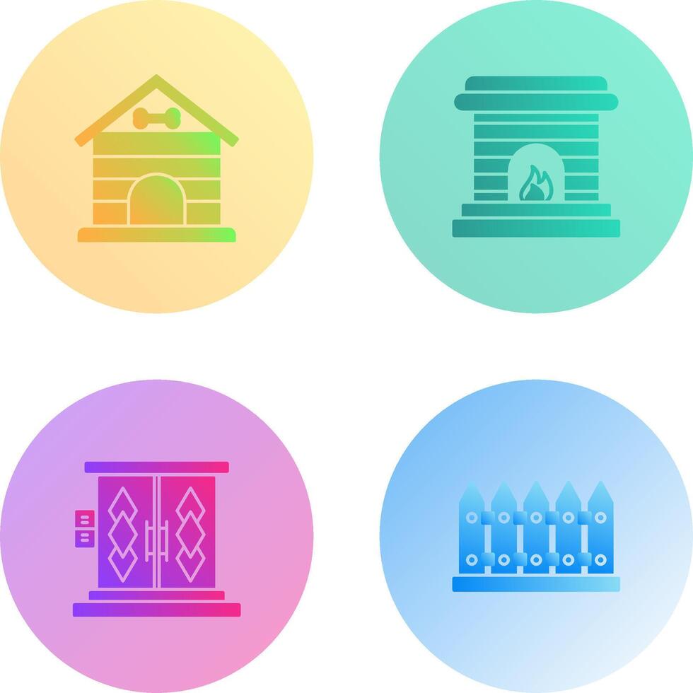 Dog House and Fireplace Icon vector