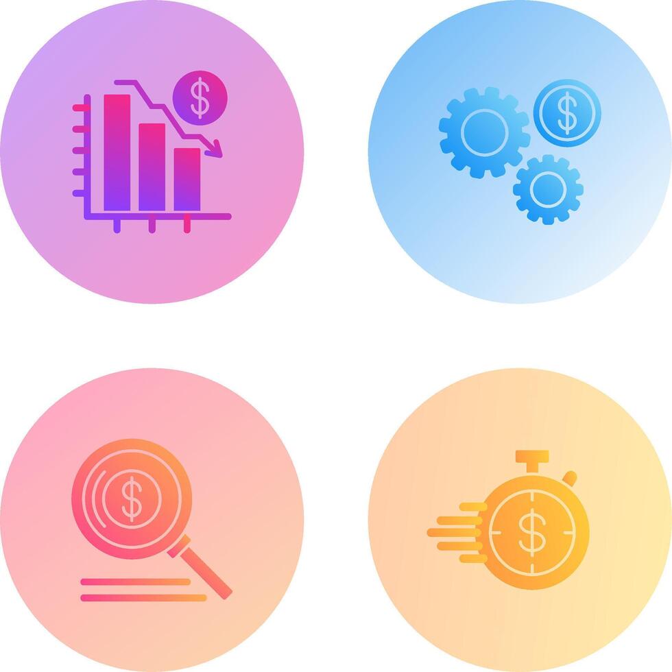 Chart Down and Settings Icon vector