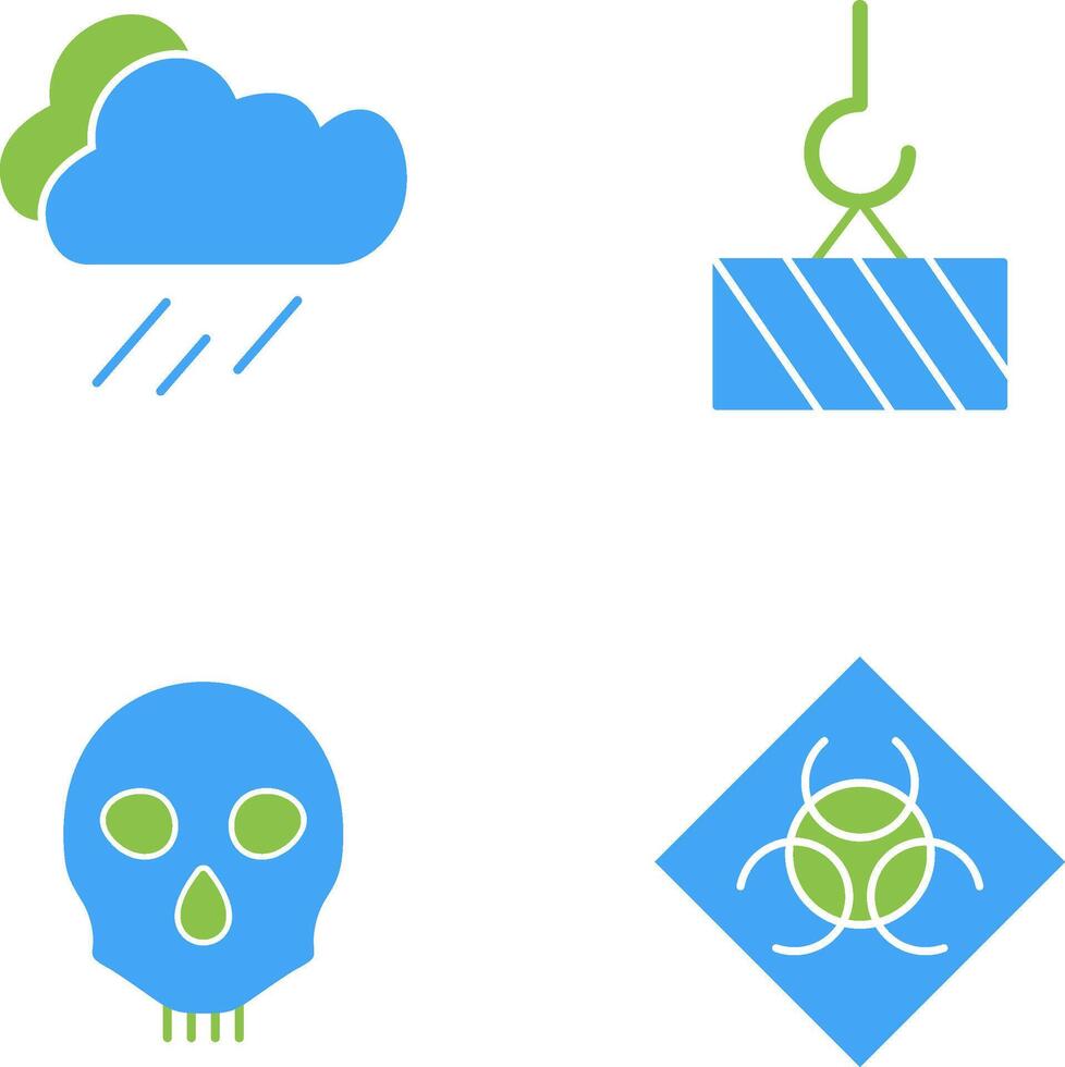 lluvia y pesado maquinaria icono vector