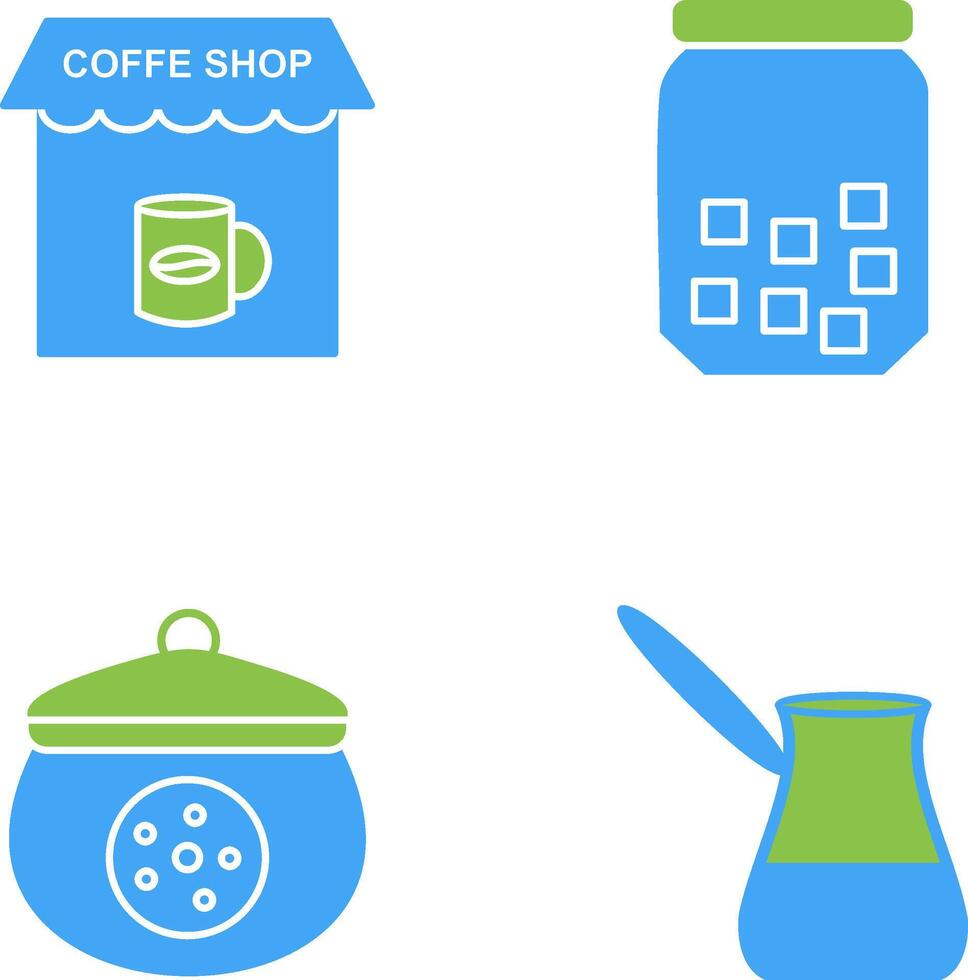 Coffee Shop And sugar Bottle Icon vector