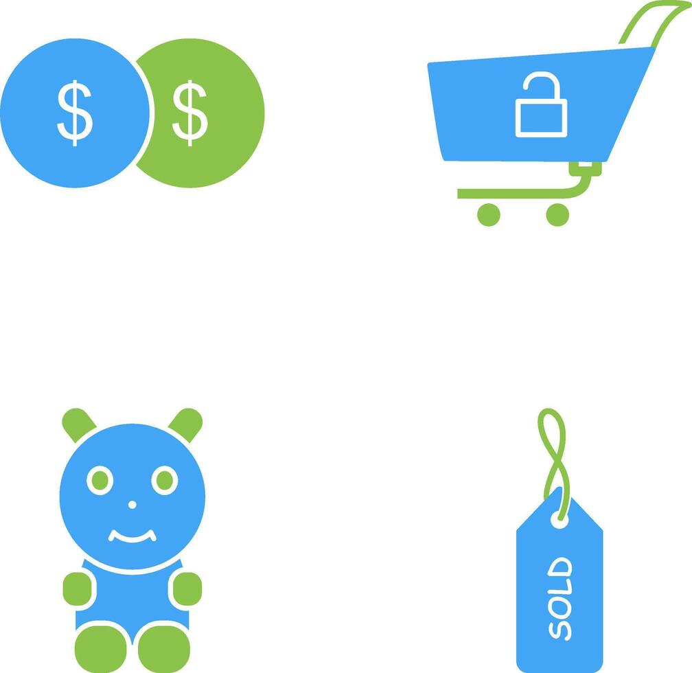 coins and unlock cart Icon vector