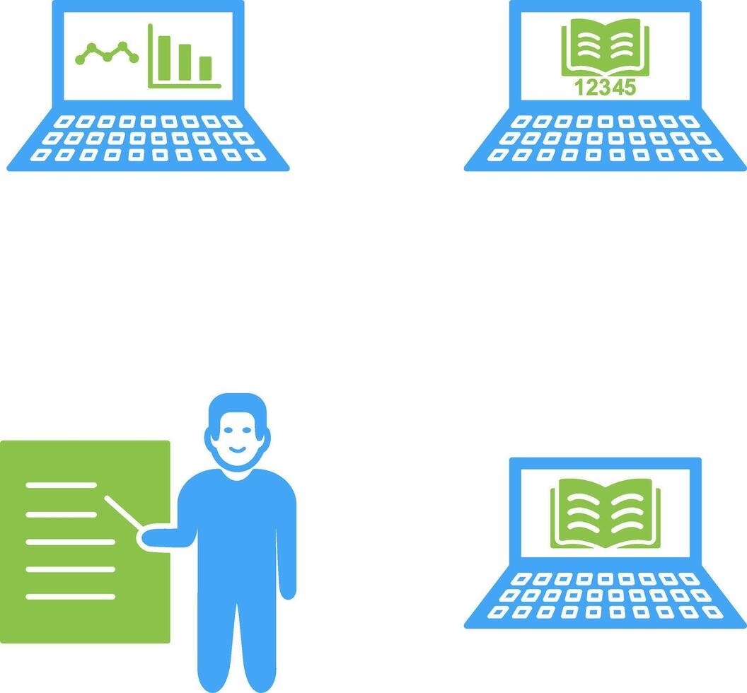 en línea estadísticas y en línea estudiar icono vector