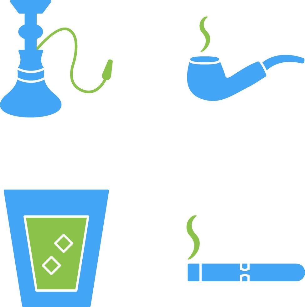 hookah and lit smoking pipe Icon vector