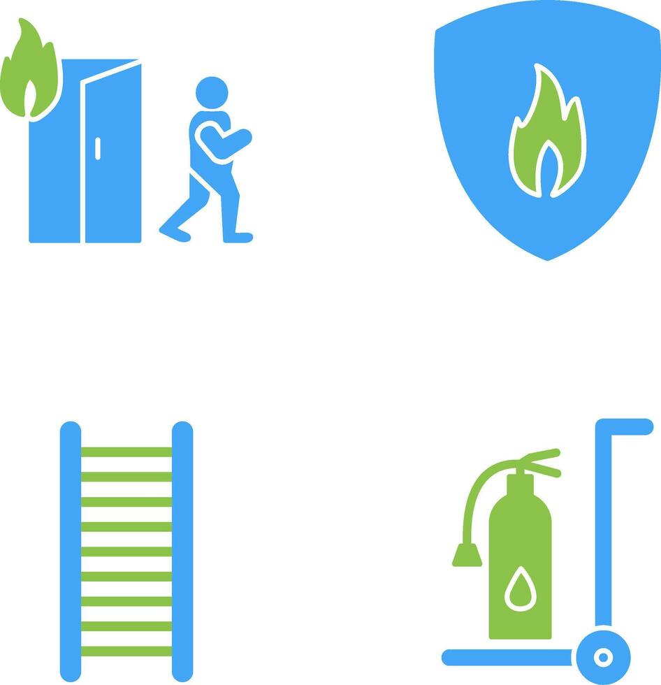 running from fire and fire shield Icon vector