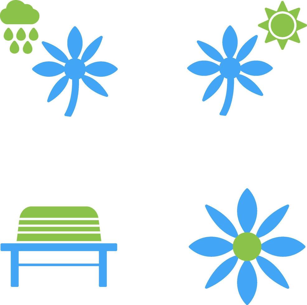 Flower with rain and Flower Icon vector