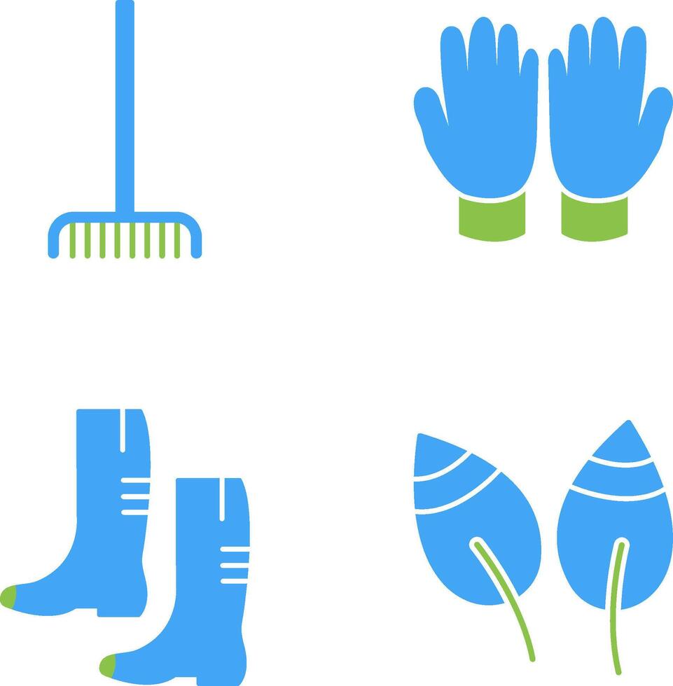 Fork picking Leaves and Gardening Gloves Icon vector