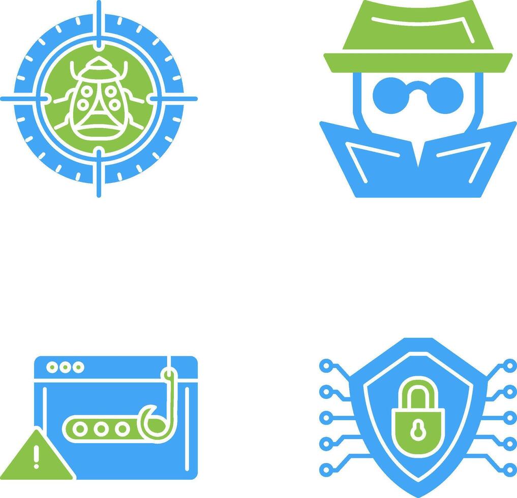 Bug Target and Hacker Icon vector