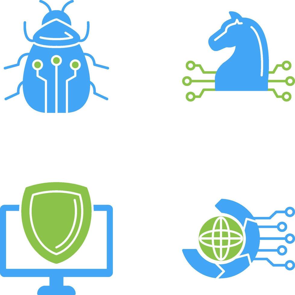 Bug and Trojan Icon vector