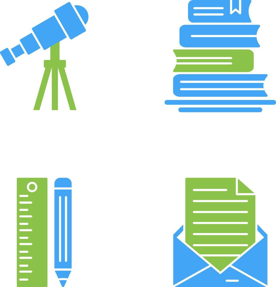 Telescope and BooksSnack and Money Icon vector