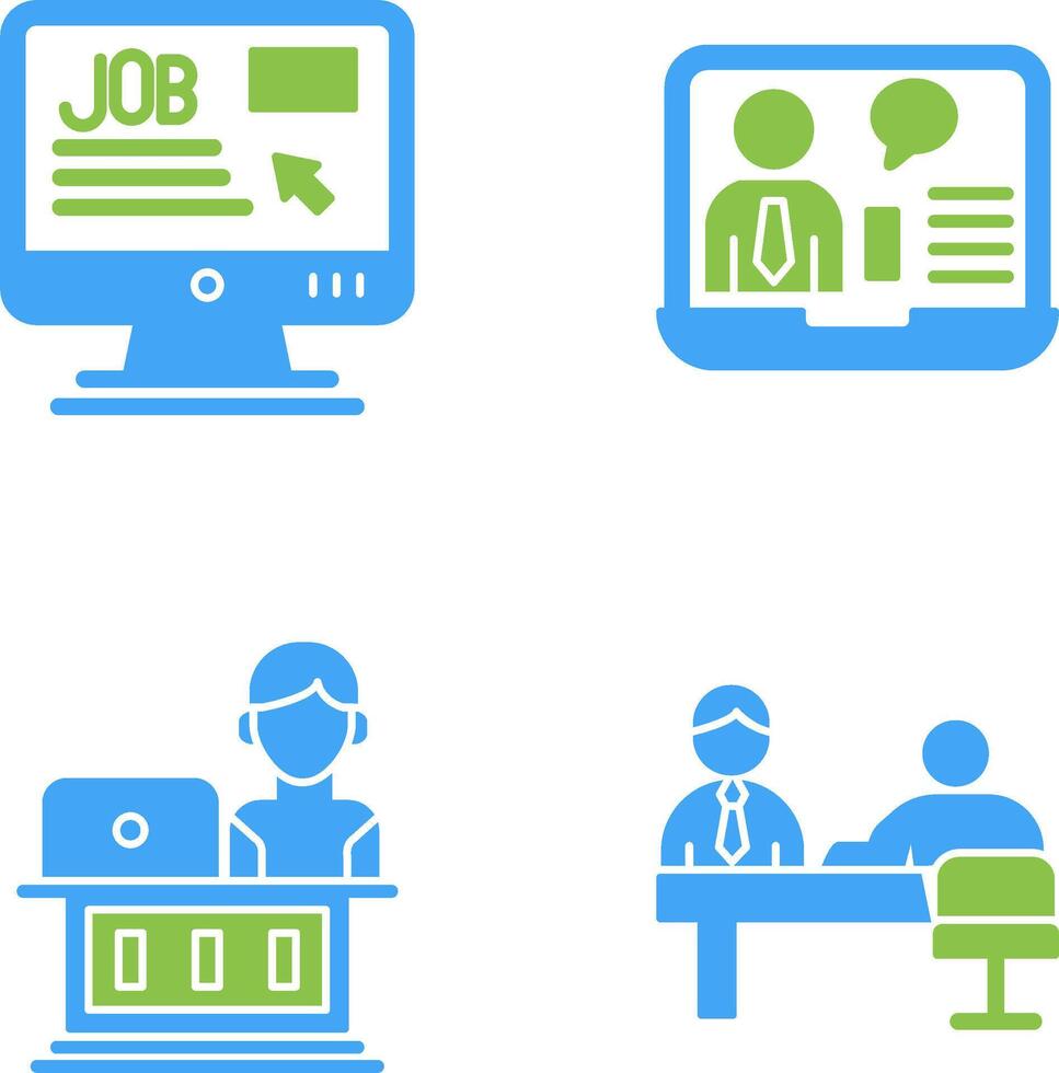 Online Job and Online Job Interview Icon vector