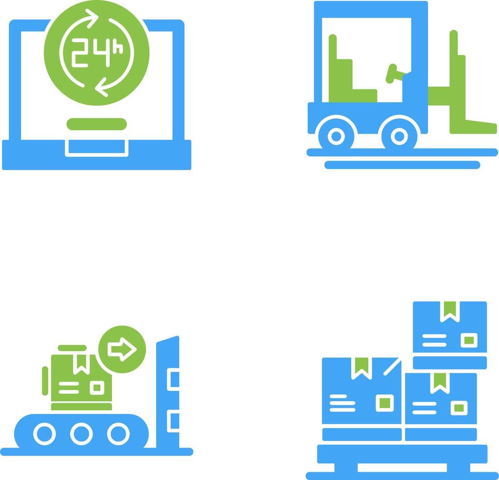 24 hours and forklift Icon vector