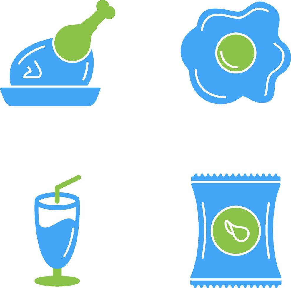 Chicken leg and Fried egg Icon vector