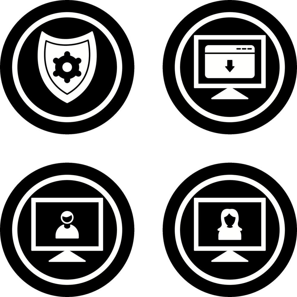 security settings and download webpage Icon vector