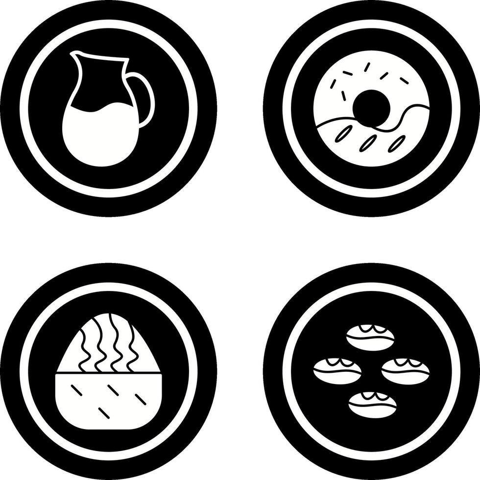 milk jug and cream doughnut Icon vector