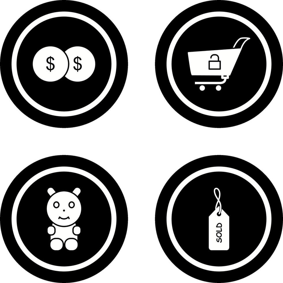 coins and unlock cart Icon vector