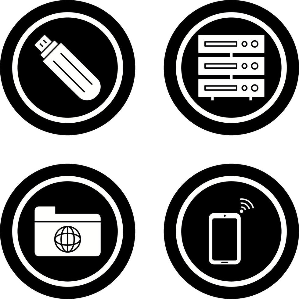 usb drive and server Icon vector