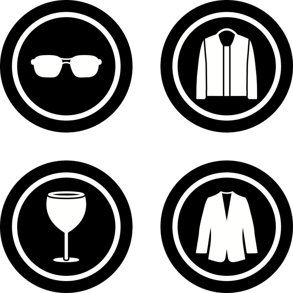 lentes y chaqueta icono vector