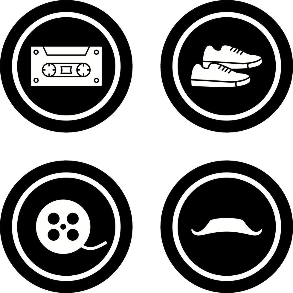 casette y zapatillas icono vector