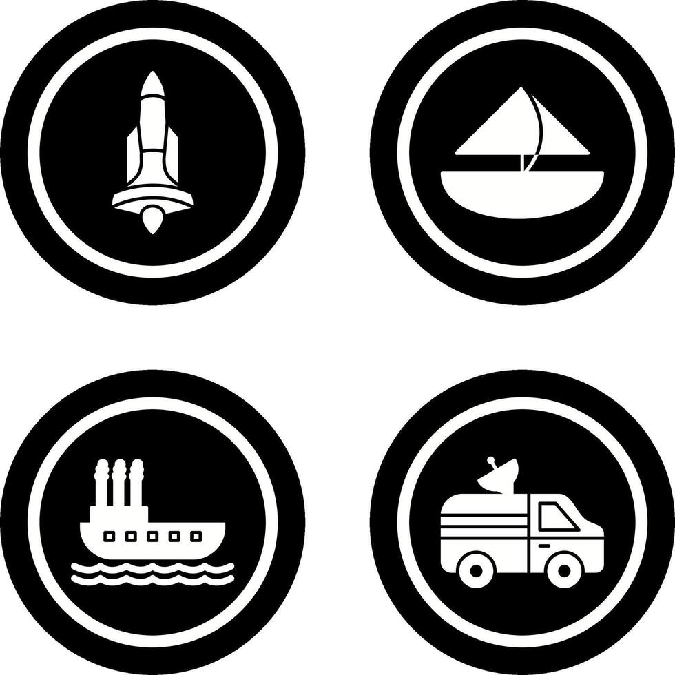 Rocket and Small Yacht Icon vector