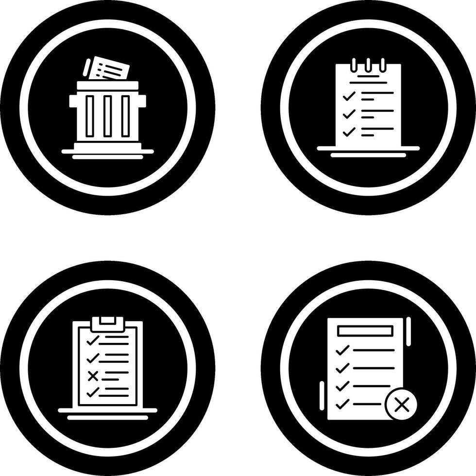 Trash List and Booking CheckList Icon vector