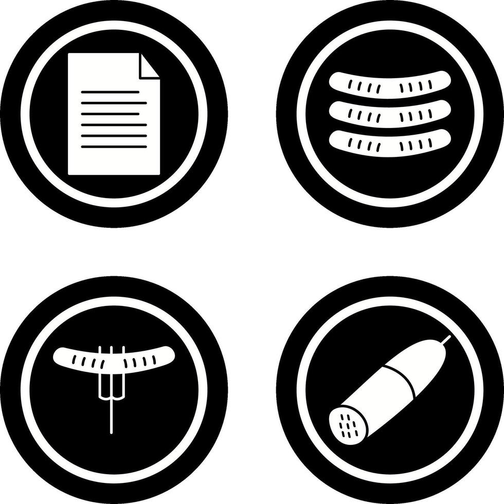 Sheet and Sausages Icon vector