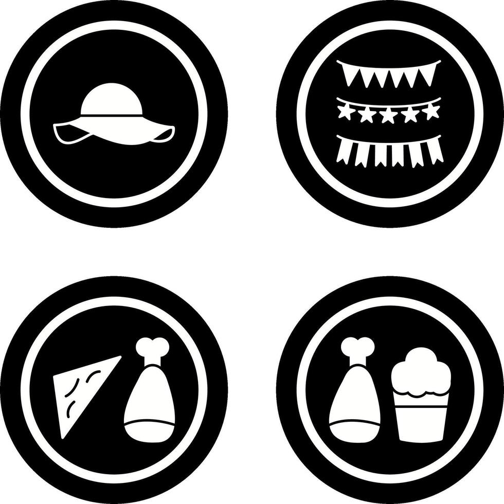 Garlands and Woman Hat Icon vector