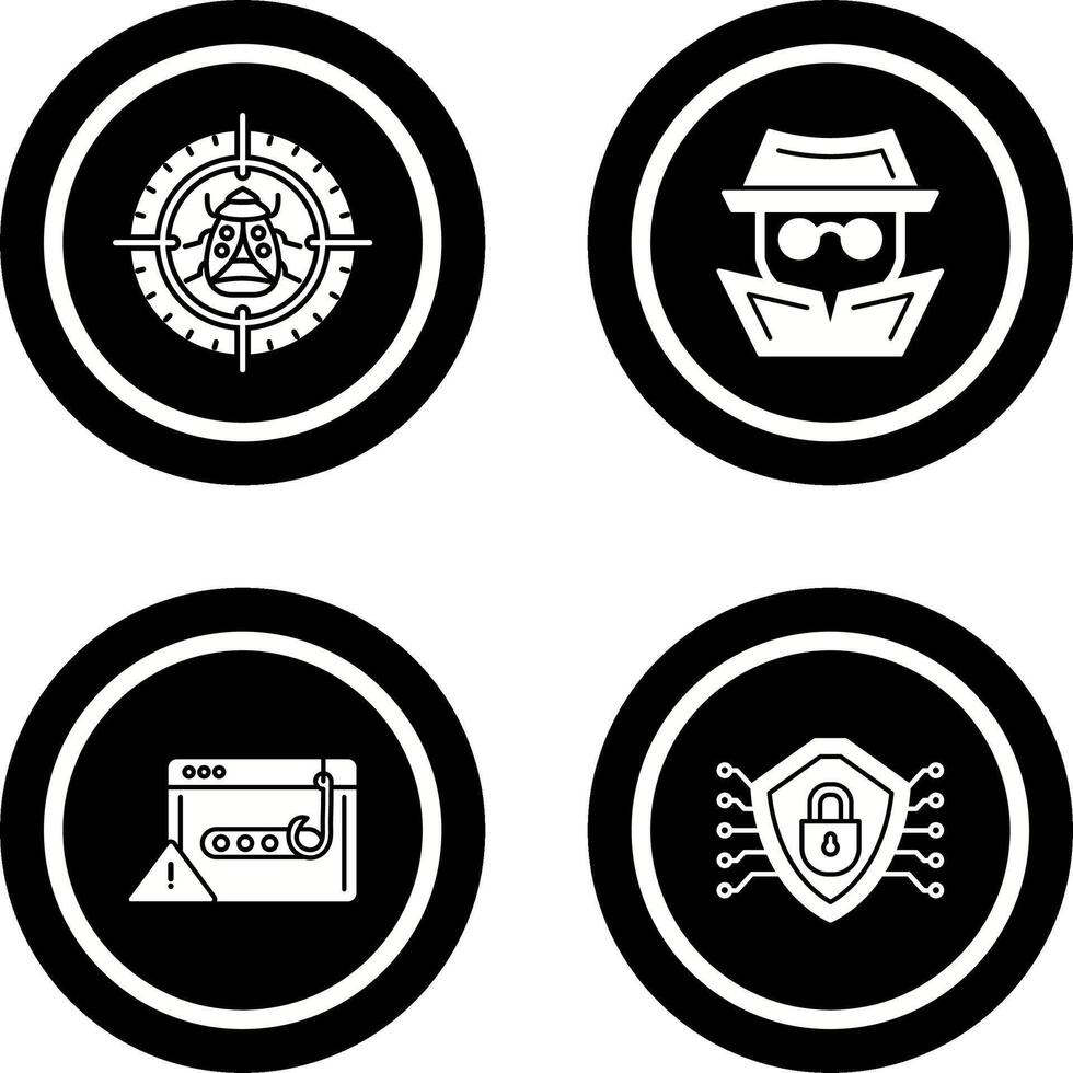 Bug Target and Hacker Icon vector