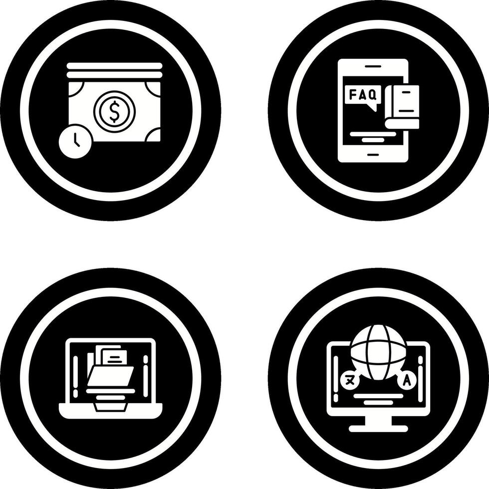 Time is Mony and Faq Icon vector