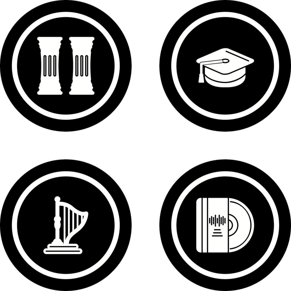 Column and Mortarboard Icon vector