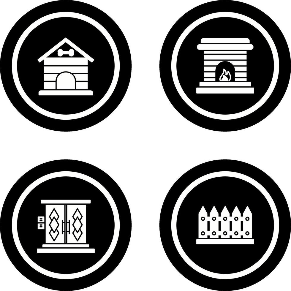 Dog House and Fireplace Icon vector