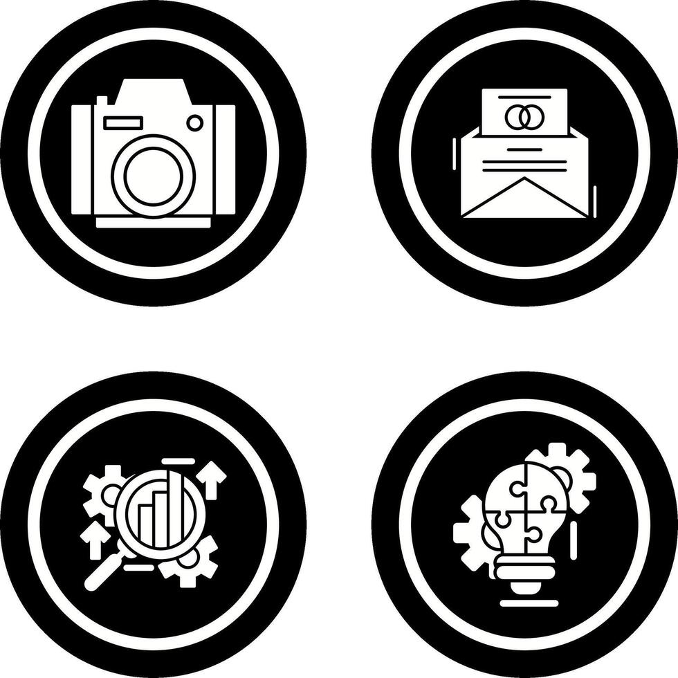 foto cámara y invitación tarjeta icono vector