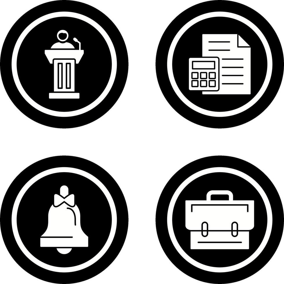 Podium and CalculatorSnack and Money Icon vector