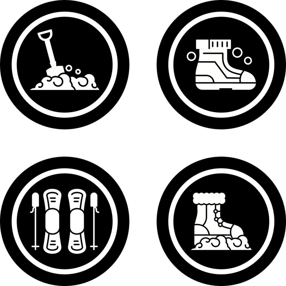 Shovel and Ski Boots Icon vector