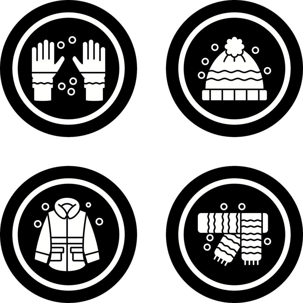 invierno guantes y invierno sombrero icono vector