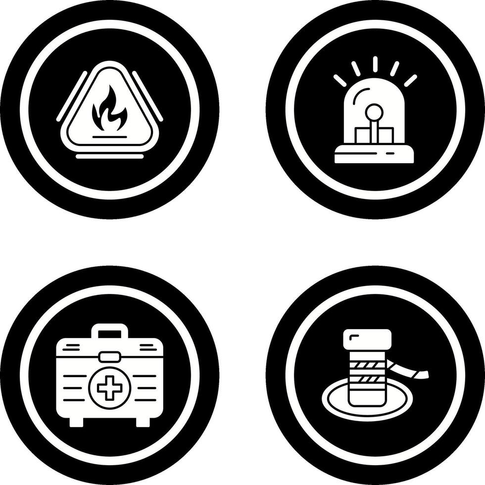 Caution Fire and Siren Icon vector