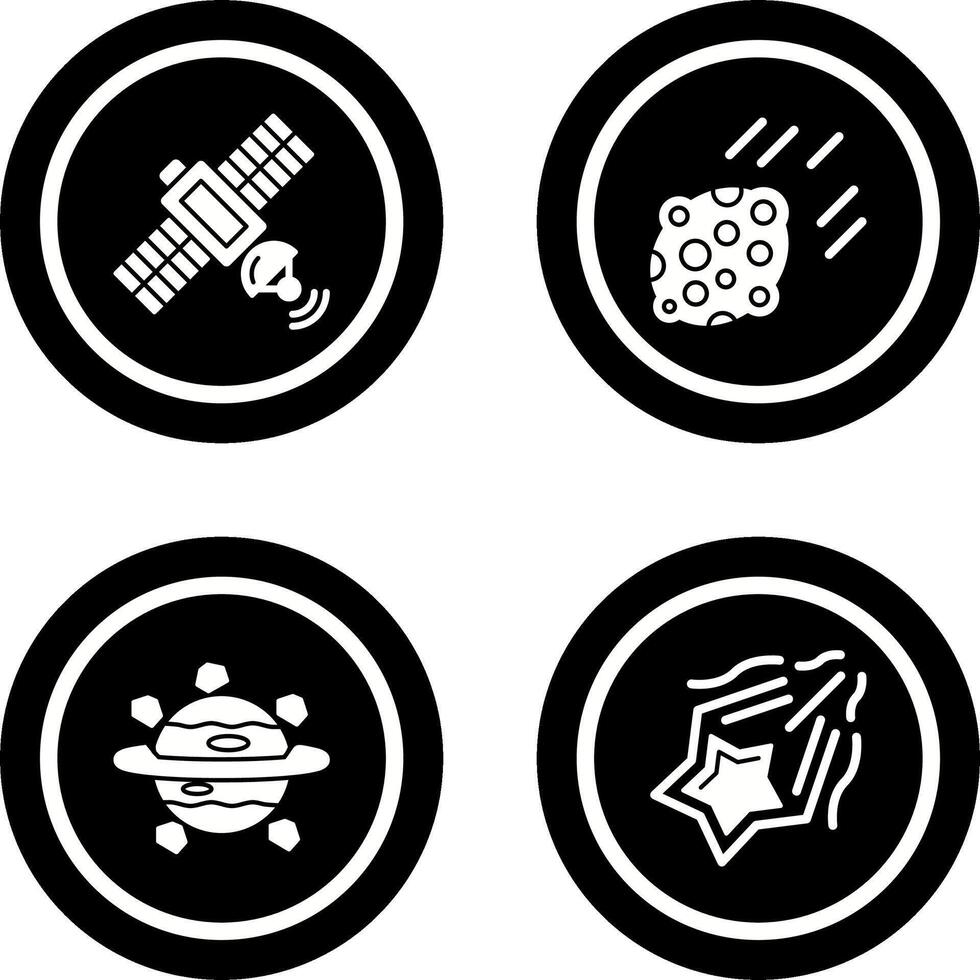 satelite and asteroid Icon vector