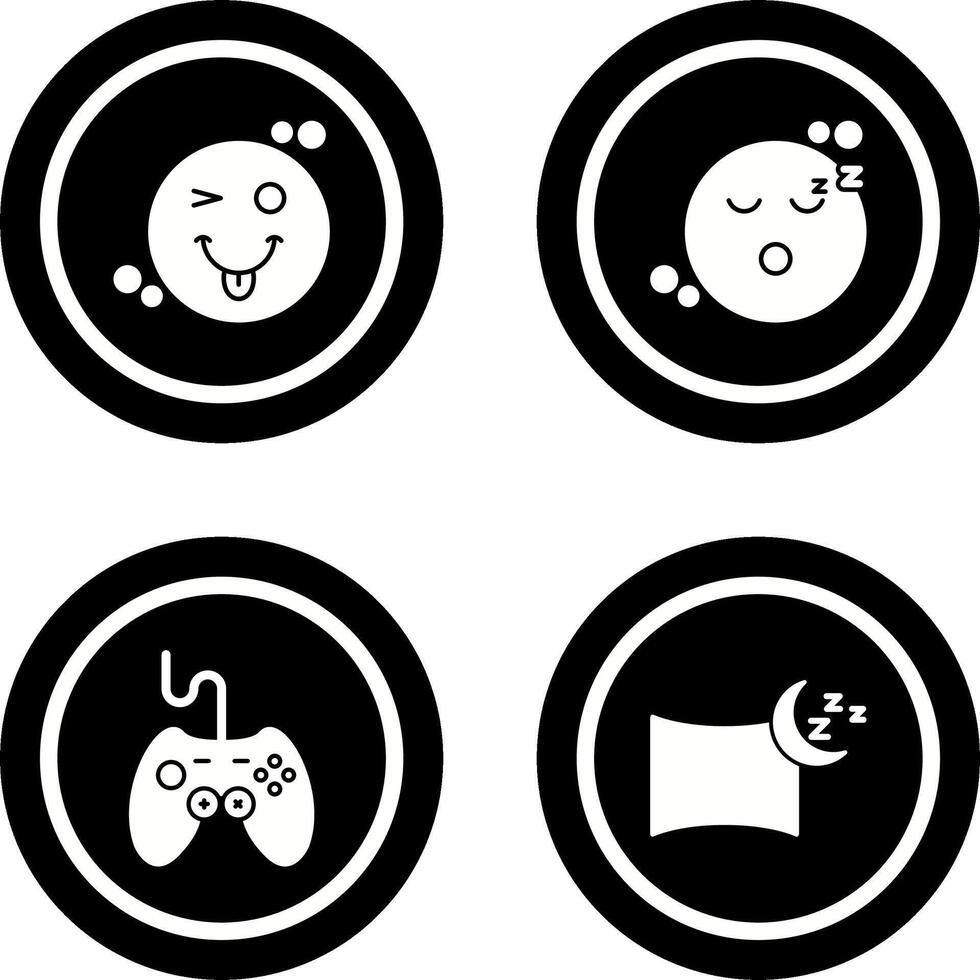 Tongue Out and Sleep Icon vector