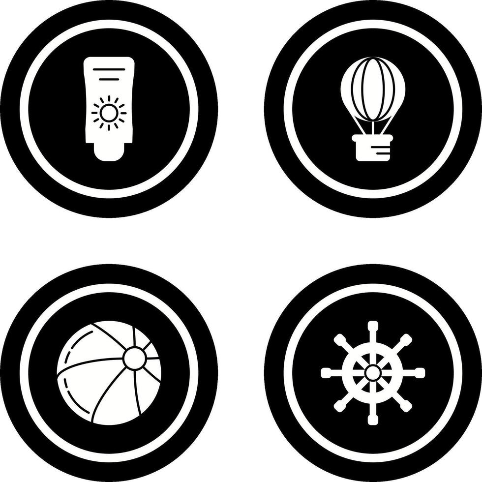 Sun Cream and Hot Air Balloon Icon vector