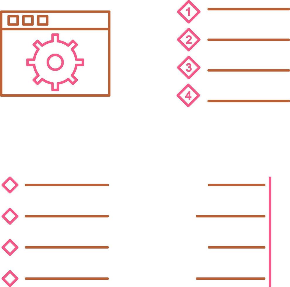 settings and numbered lists Icon vector