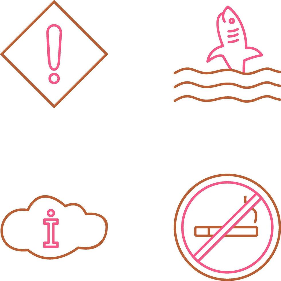 caution sign and dangerous shark Icon vector