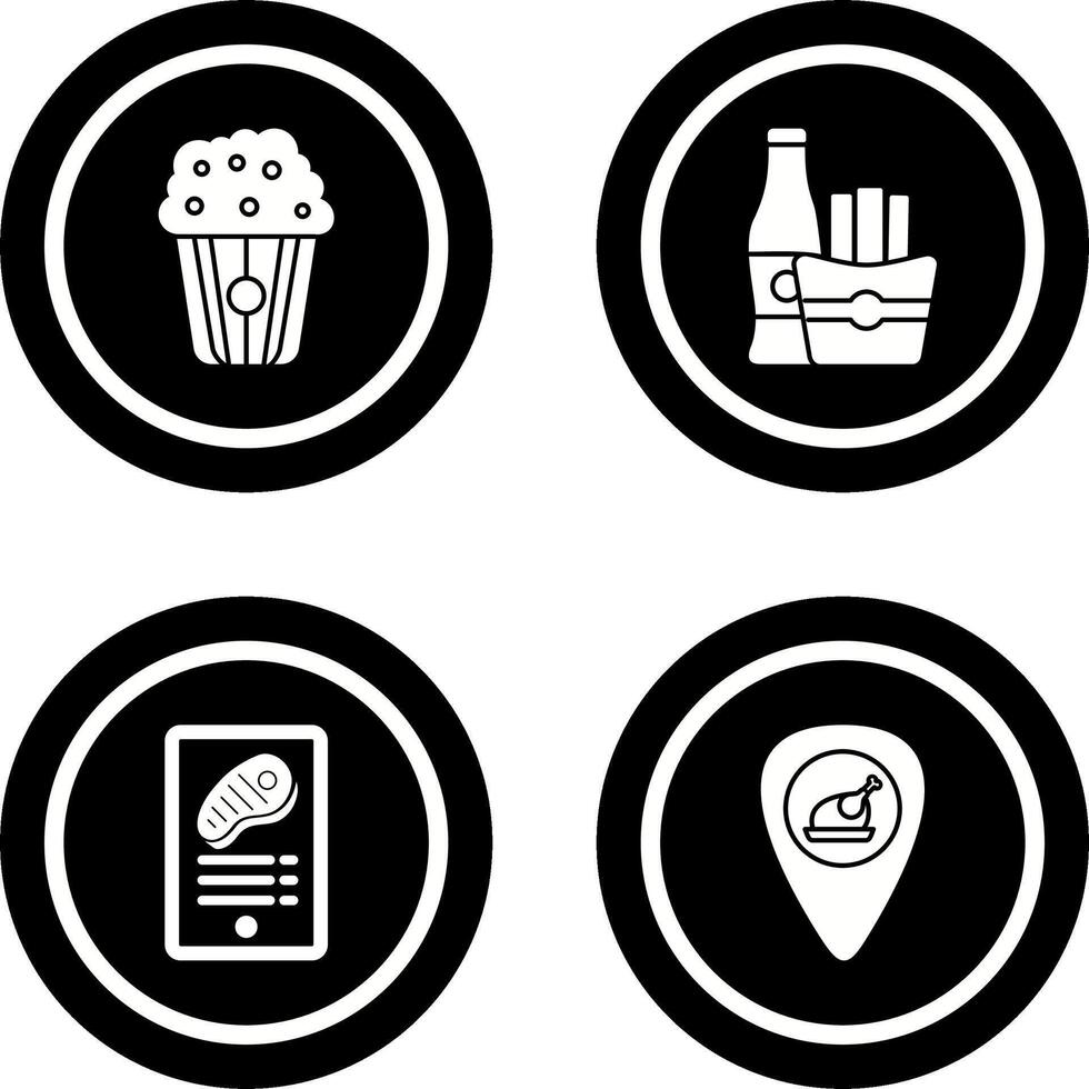 Pop corn and French Icon vector