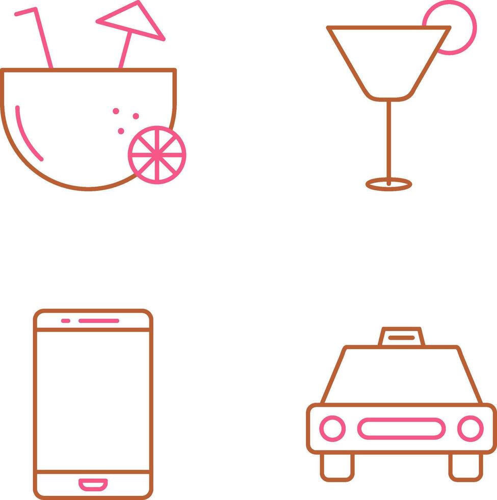 coconut drink and cocktail drink Icon vector