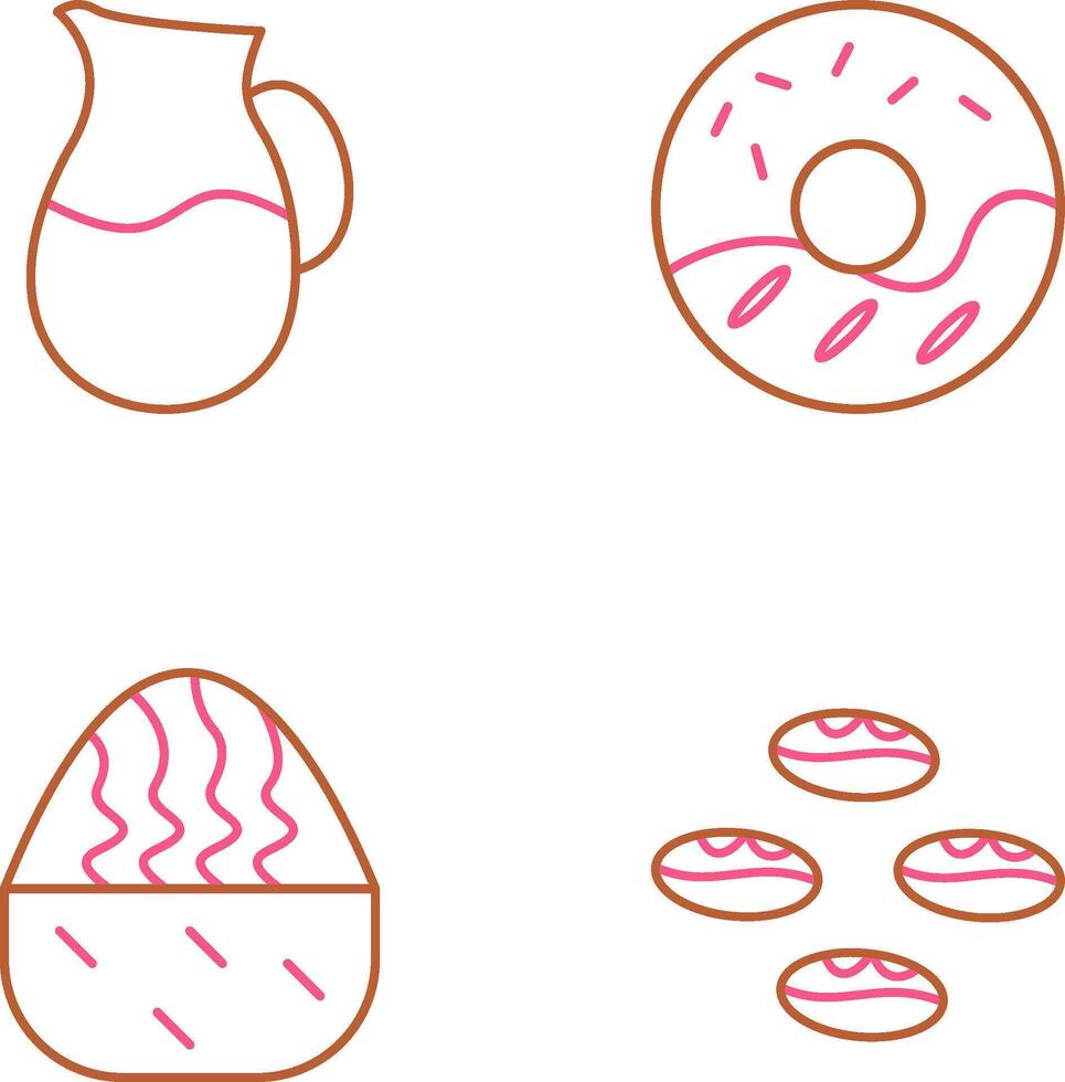 milk jug and cream doughnut Icon vector