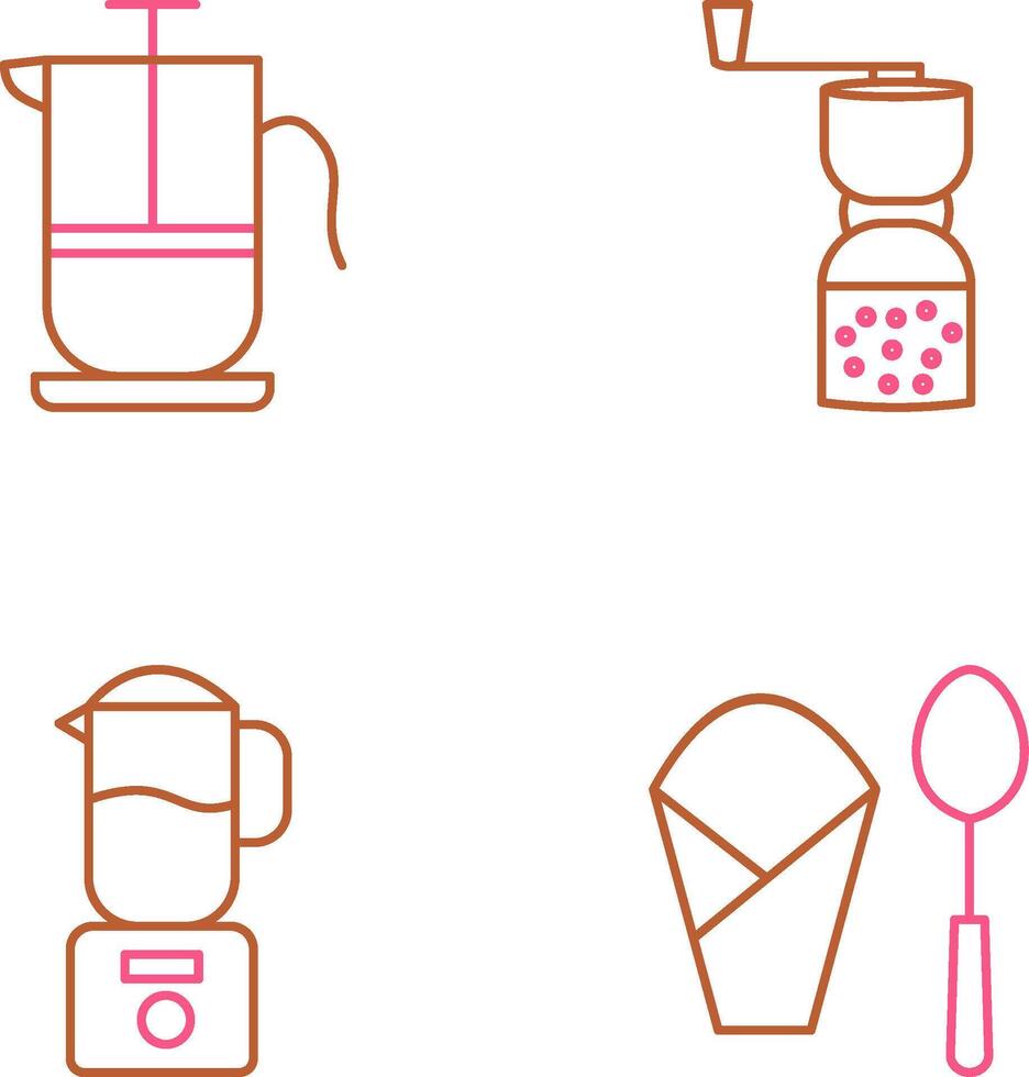 french press and coffee grinder Icon vector
