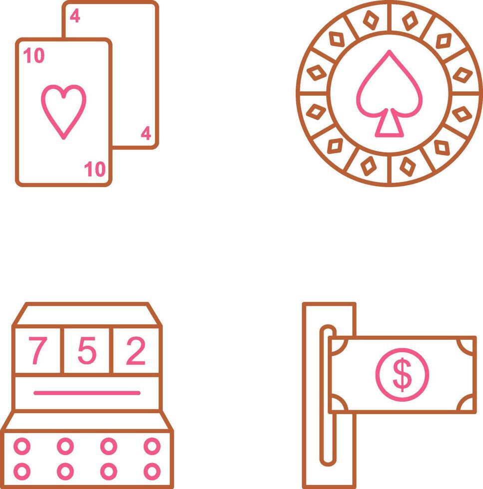 playing cards and spade chips Icon vector