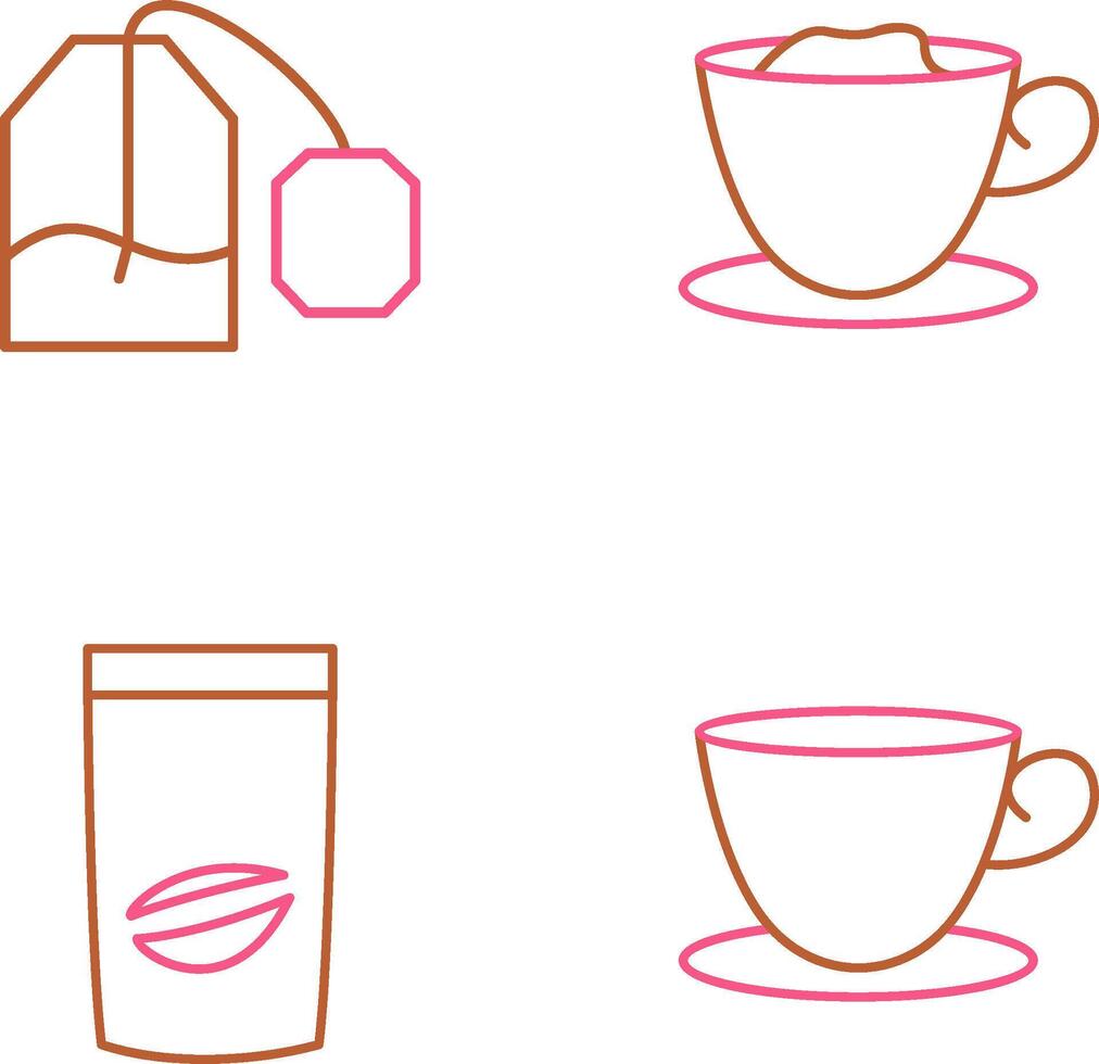 tea bag and creamy coffee Icon vector